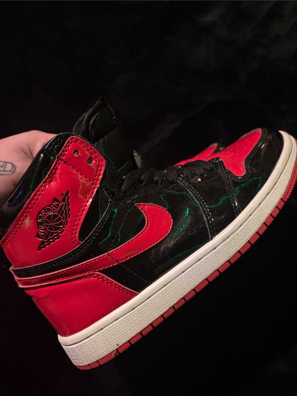Nike Air Jordan 1 Red and Black Patent Leather Sneakers